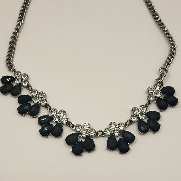 Blue & silver necklace with sparkly stones - Picture 2 of 3